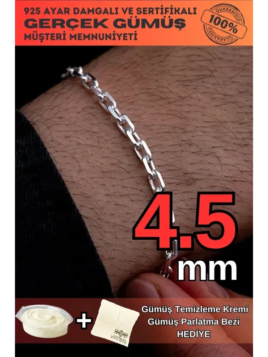 Erkek Gümüş Bileklik - 4.5 mm Forse Zincir Gümüş Bileklik