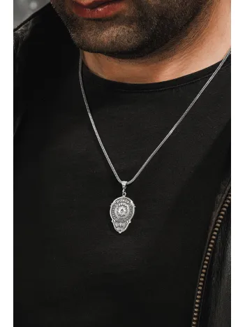 Polis Rozeti Kolyesi - Emniyet Teşkilatı Arması Gümüş Kolyesi