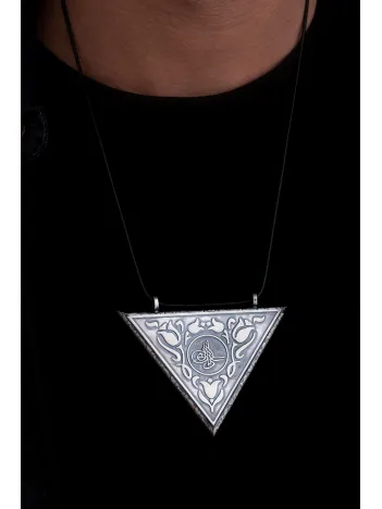 Erkek Gümüş Devasa Büyük Osmanlı Tuğralı Muska Kolye Cevşen Haznesi