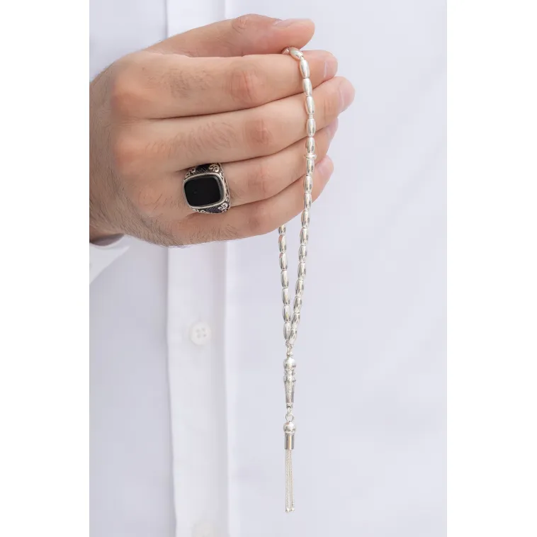 Gümüş Tespih Arpa Kesim Orta Boy 15gr Gümüş Tespih Arpa Kesim Orta Boy 15gr