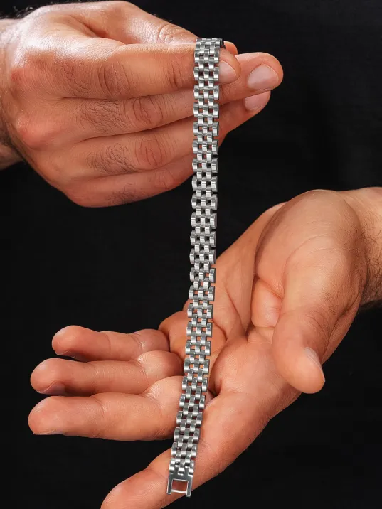 Erkek Çelik Bileklik - Bukle Model Tasarım Erkek Bileklik