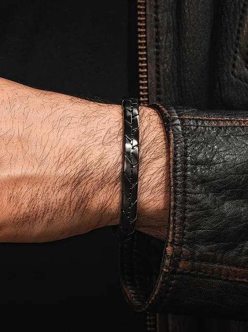 Magnum Flex Siyah Kelepçe Model - Mat Esnek Manyetik Çelik Erkek Bileklik