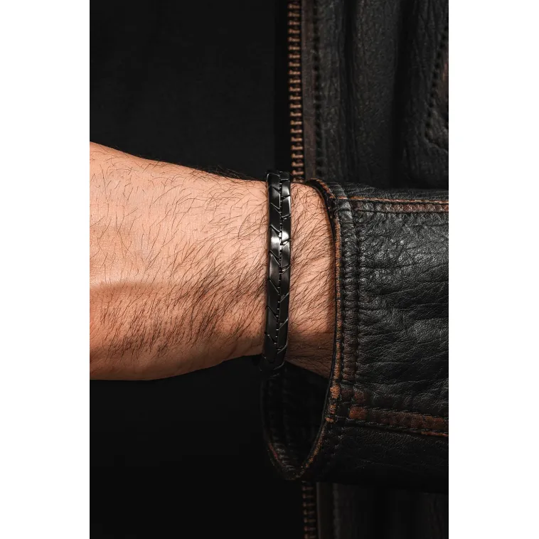 Magnum Flex Siyah Kelepçe Model - Mat Esnek Manyetik Çelik Erkek Bileklik Magnum Flex Siyah Kelepçe Model - Mat Esnek Manyetik Çelik Erkek Bileklik