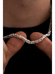 Erkek Gümüş Kolye - İnce Beyaz Kral Erkek Kolye