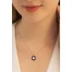Kadın Gümüş Kolye - Kare Baget Taşlı Model 2 Kadın Gümüş Kolye Zincir Gklkrbgtm2d-ros