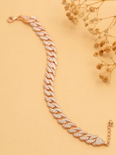 Zirkon Taşlı Rose Gurmet Model Gümüş Bileklik