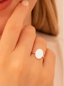 Kadın Gümüş Yüzük - El İşçiliği Gümüş Elips Motifli İnce Kadın Yüzük