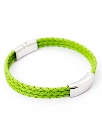 Yeşil Basic Deri Örme Çelik İsim Yazılabilir Erkek Bileklik DBLYSLBSC00
