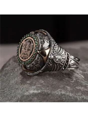 İslam Usta Tasarımı Osmanlı Devleti Arması Erkek Yüzük