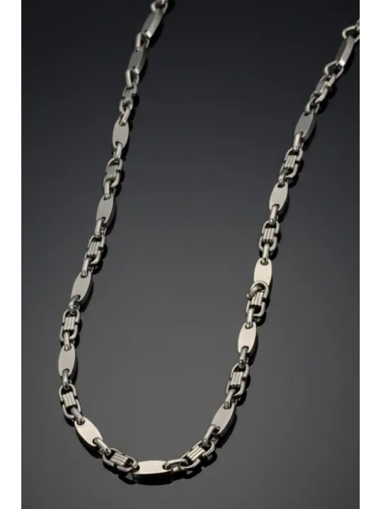 Erkek Çelik Zincir Kolye – Kalın Plaka Model Parlak Gümüş Renk