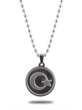 OttoMan Ay Yıldız Simgeli Çelik Zincir Kolye CKLAYYILDIZ-GMS