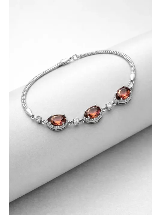 Kadın Gümüş Bileklik – Damla Model Doğal Zultanit Taşlı Zarif Üçlü Tasarım Bileklik