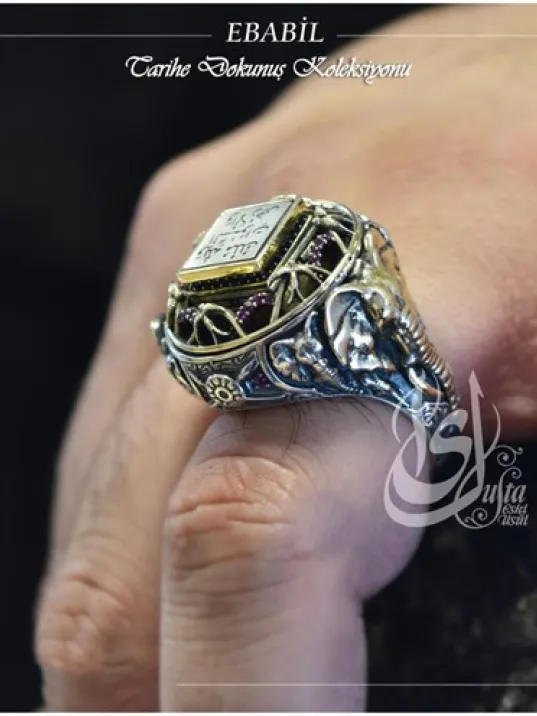 İslam Usta Tasarımı Ebabil Gümüş Erkek Yüzük