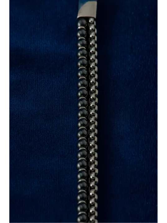 Erkek Çelik ve Oniks Taşlı Bileklik - Çift Sıra Kral Zincir Model