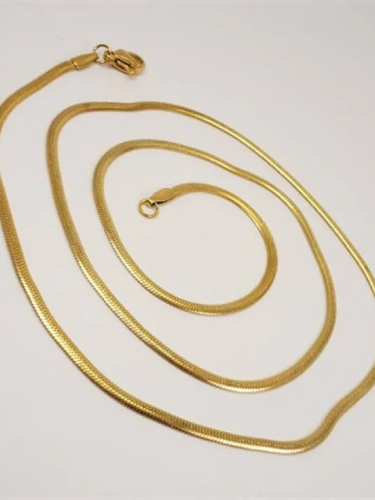 Altın Rengi Snake Kolye Çelik Erkek Kolye Zincir İnce Model