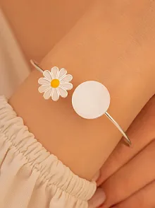 Kadın Gümüş Bileklik - Gümüş Papatya Model Kadın Bileklik