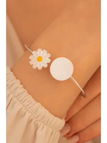 Kadın Gümüş Bileklik - Gümüş Papatya Model Kadın Bileklik