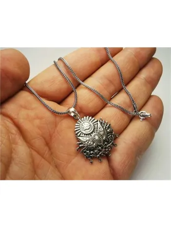 Osmanlı Arması Sancağı Erkek Gümüş Kolye Zincir