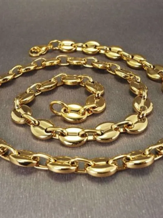 Gemici İnce Model Çelik Erkek Kolye Zincir Altın Kaplama