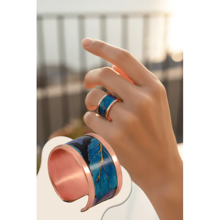 Kadın Bakır Yüzük - Elisa Model Özel Baskı Metal Kutu Ve Kuvars Taşı Kadın Bakır Yüzük - Elisa Model Özel Baskı Metal Kutu Ve Kuvars Taşı