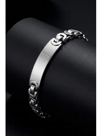 Erkek Çelik Bileklik - İsim Yazılabilir Euro Kral Zincir Model Erkek Bileklik