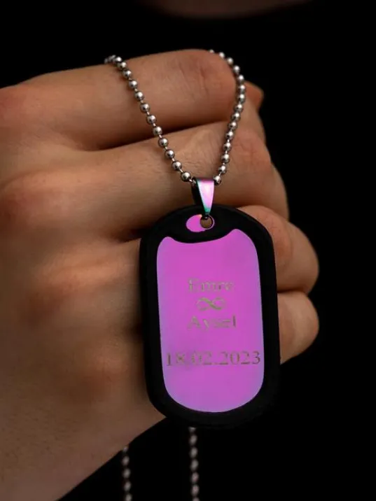 Erkek Kolye-Çelik Karışık Renkli Asker Künyesi