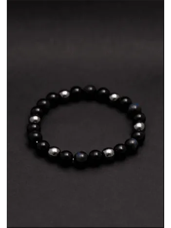 Kaplangözü Oniks Ve Hematit Taşlı Erkek Doğaltaş Bileklik