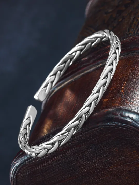 Erkek El Yapımı Blake Model Örgü Gümüş Bileklik Kelepçe Her Bileğe Uyar Erkek El Yapımı Blake Model Örgü Gümüş Bileklik Kelepçe Her Bileğe Uyar