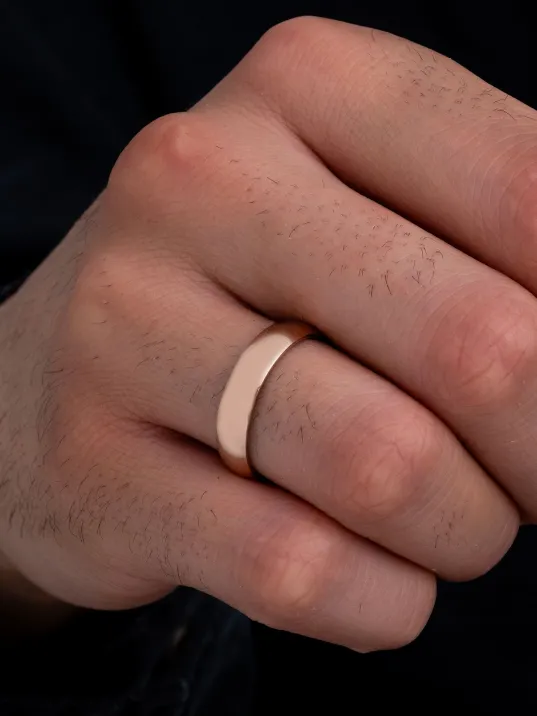 Erkek Gümüş Yüzük - 925 Ayar İnce Düz Bombeli Rose Gümüş Alyans Yüzük Erkek Gümüş Yüzük - 925 Ayar İnce Düz Bombeli Rose Gümüş Alyans Yüzük