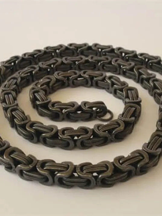 Retro Kirli Mat Siyah Erkek Çelik Kral Kolye 7mm Kalın Model