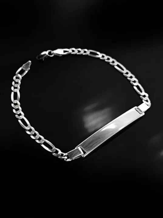 İsim Yazılabilir Erkek Gümüş Bileklik Künye Figaro Model GBLFIGRISIM-GMS İsim Yazılabilir Erkek Gümüş Bileklik Künye Figaro Model GBLFIGRISIM-GMS