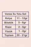 Venüs Bayan Zümrüt Taşlı Gümüş Su Yolu Set - Kolye, Bileklik, Küpe, Yüzük Venüs Bayan Zümrüt Taşlı Gümüş Su Yolu Set - Kolye, Bileklik, Küpe, Yüzük