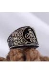 Osmanlı Tuğralı Yanı İşlemeli Özel Seri Erkek Gümüş Yüzük