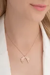 Zirkon Taşlı Rose Kanat Model Kadın Gümüş Kolye GKLKNTM1DEL-ROS