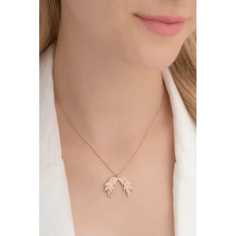 Zirkon Taşlı Rose Kanat Model Kadın Gümüş Kolye GKLKNTM1DEL-ROS Zirkon Taşlı Rose Kanat Model Kadın Gümüş Kolye GKLKNTM1DEL-ROS