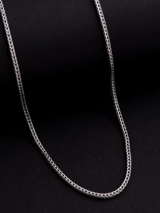 3mm Kalın Tilki Kuyruğu Gümüş Erkek Kolye Zincir