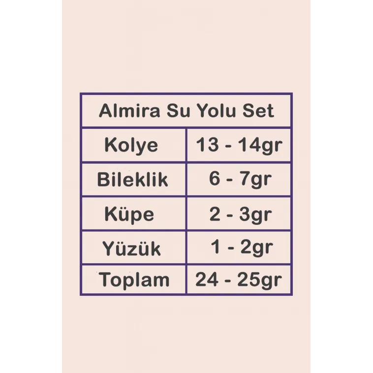 Almira Bayan Gümüş Su Yolu Set - Kolye, Bileklik, Küpe, Yüzük Almira Bayan Gümüş Su Yolu Set - Kolye, Bileklik, Küpe, Yüzük