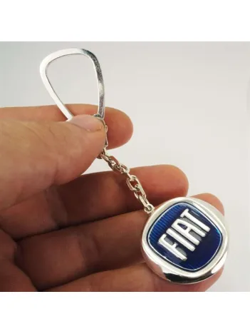 Gümüş Fiat Anahtarlık Mavi Mineli