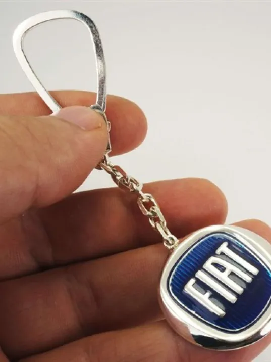 Gümüş Fiat Anahtarlık Mavi Mineli