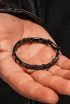 Erkek Kadın Doğal Taş Bileklik - Siyah Hematit Doğal Taşlı Makrome Model 5 Unisex Bileklik