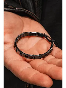 Erkek Kadın Doğal Taş Bileklik - Siyah Hematit Doğal Taşlı Makrome Model 5 Unisex Bileklik