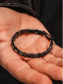 Erkek Kadın Doğal Taş Bileklik - Siyah Hematit Doğal Taşlı Makrome Model 5 Unisex Bileklik