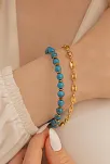 Kadın Bileklik-Çelik Mavi Taşlı Gemici Model Kadın Bileklik