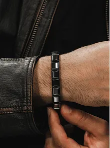 Doğal Hematit Taşlı Modern Tasarım Bileklik