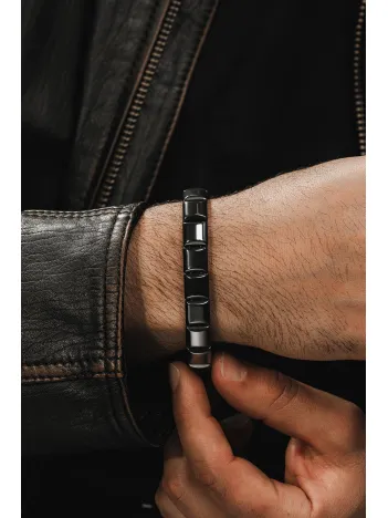 Doğal Hematit Taşlı Modern Tasarım Bileklik