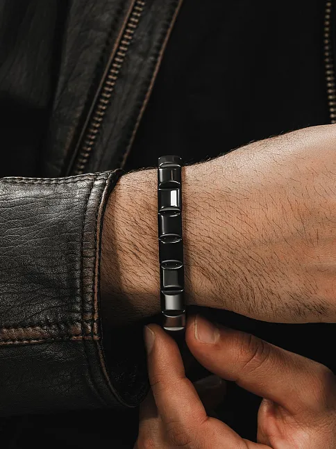 Doğal Hematit Taşlı Modern Tasarım Bileklik