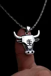 Erkek Gümüş Kolye - Chicago Bulls - Boğa Kafası Figürlü Erkek Kolye