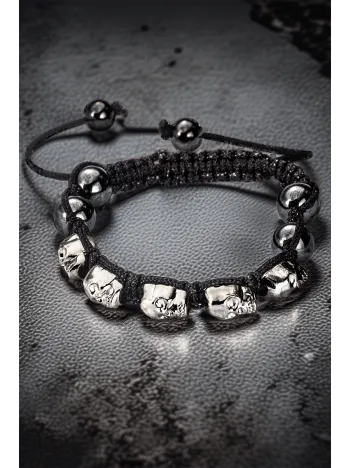 Erkek Doğal Taş Bileklik - Kuru Kafa İşlemeli Gotik Model Ayarlanabilir İp Boncuk Taşlı Erkek Künye Erkek Doğal Taş Bileklik - Kuru Kafa İşlemeli Gotik Model Ayarlanabilir İp Boncuk Taşlı Erkek Künye