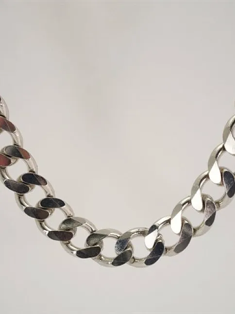 Devasa Kalın Gurmet Gümüş Erkek Kolye Zincir Özel Üretim 183,5gr Rodyumlu Model