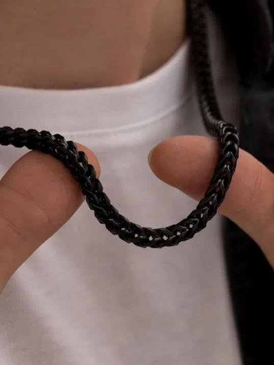 Erkek Çelik Kolye Kare Model Paslanmaz Çelik Kolye